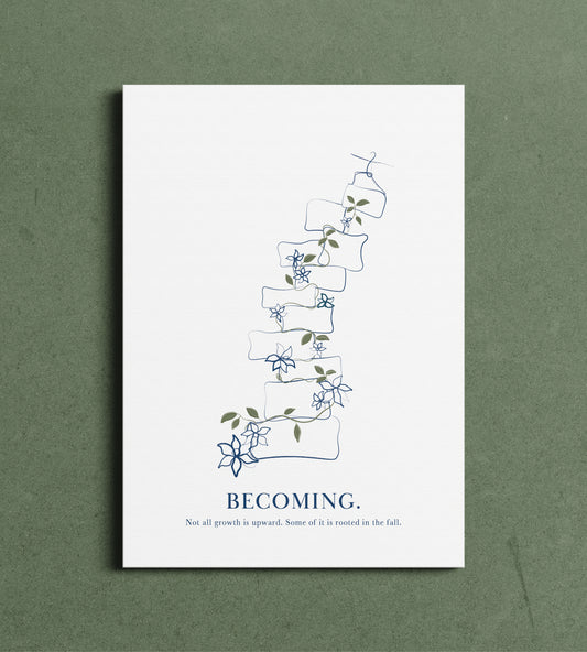 Minimalist Warrior Pose Yoga Art Print - Mindful Line Drawing