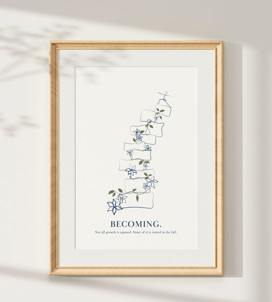 Minimalist Warrior Pose Yoga Art Print - Mindful Line Drawing