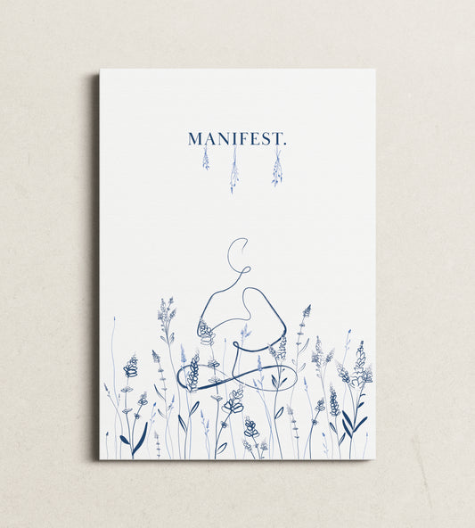 Yoga Lotus Pose Wall Art - Minimalist Lavender Flowers Line Drawing