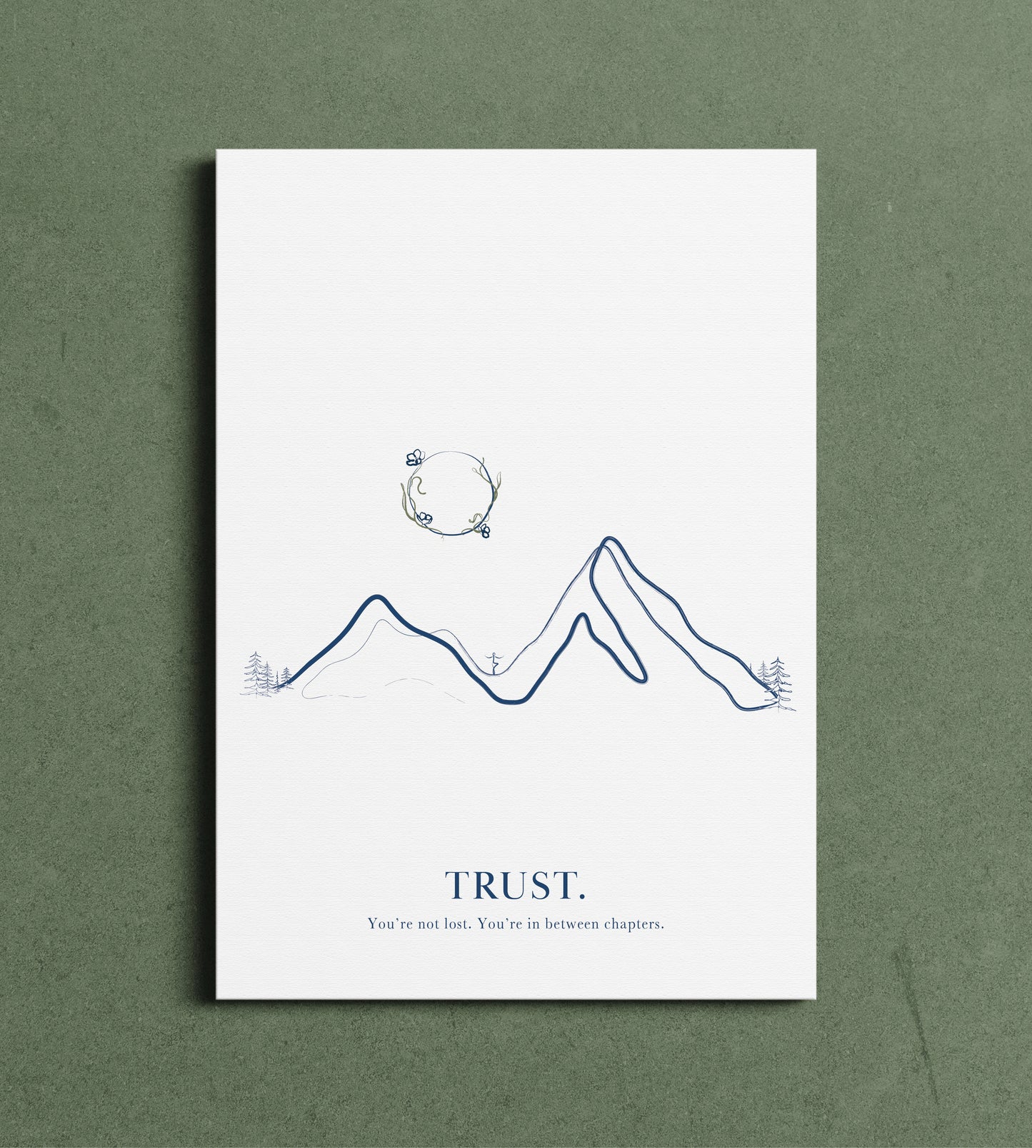 Trust - Mountain & Moon Line Art