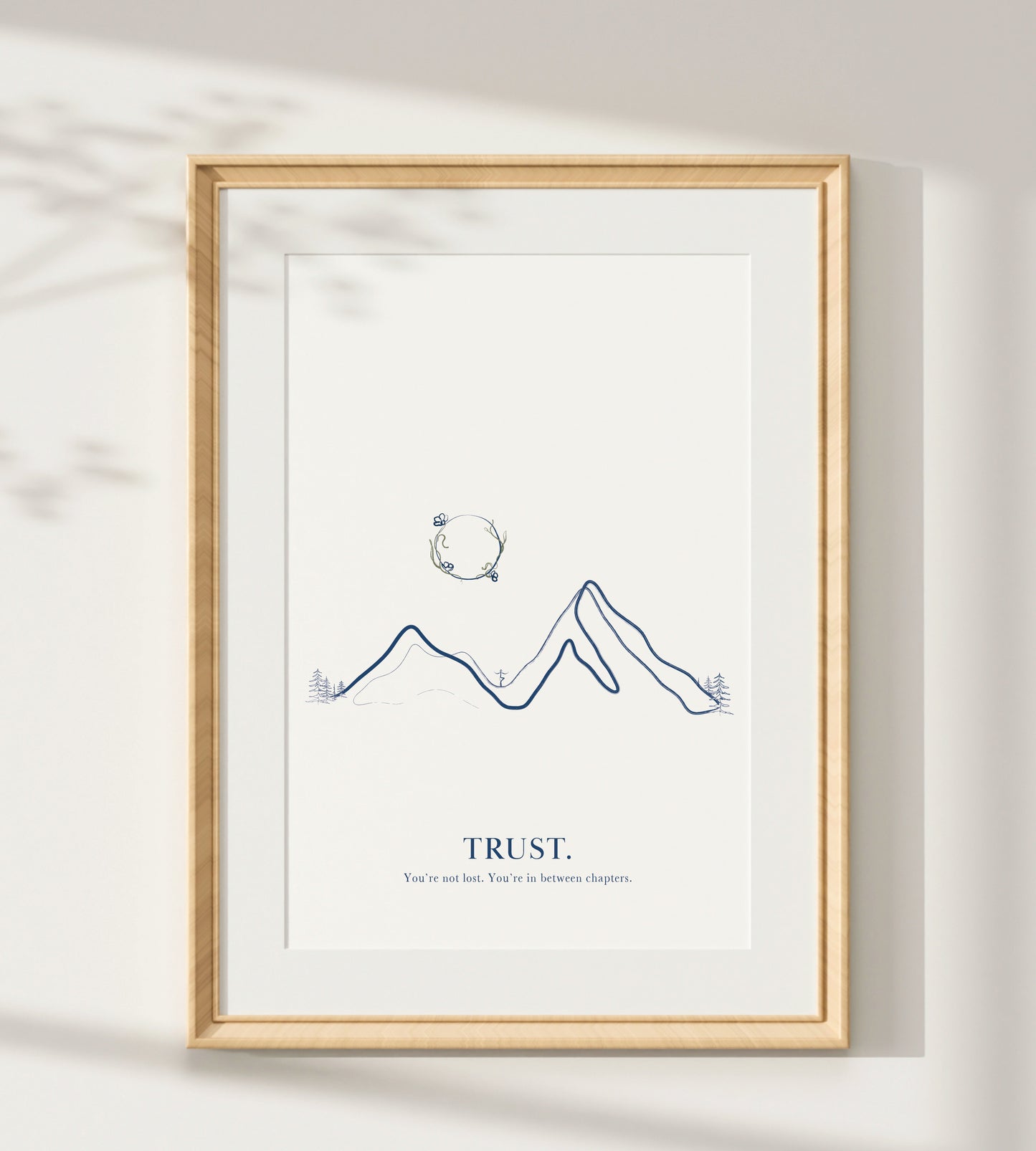 Trust - Mountain & Moon Line Art
