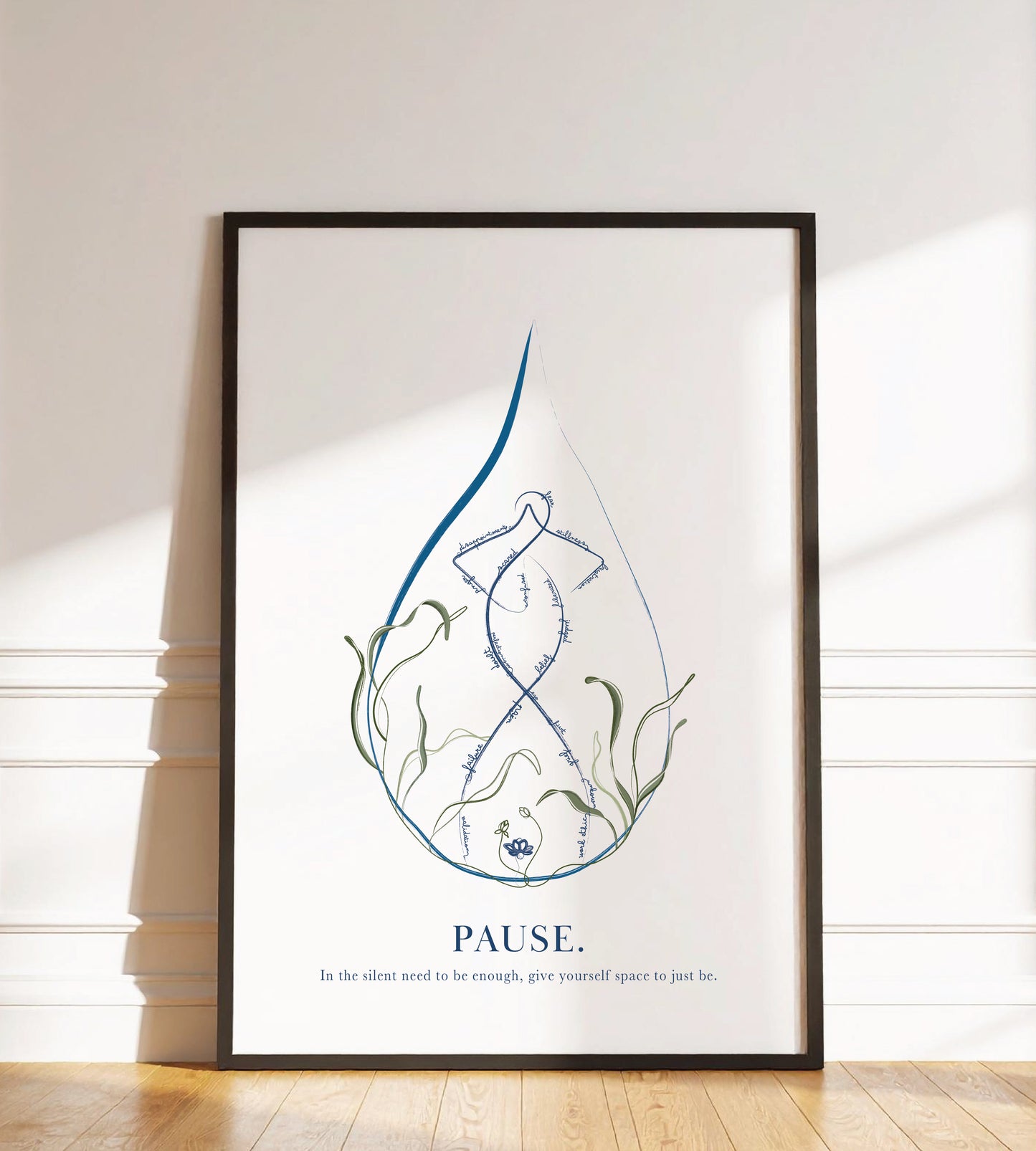 Pause - Minimalist Self Care Line Drawing