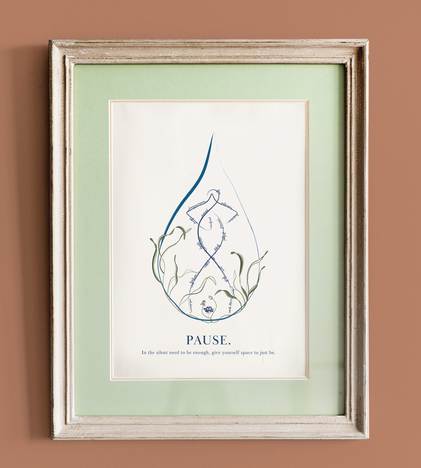 Pause - Minimalist Self Care Line Drawing