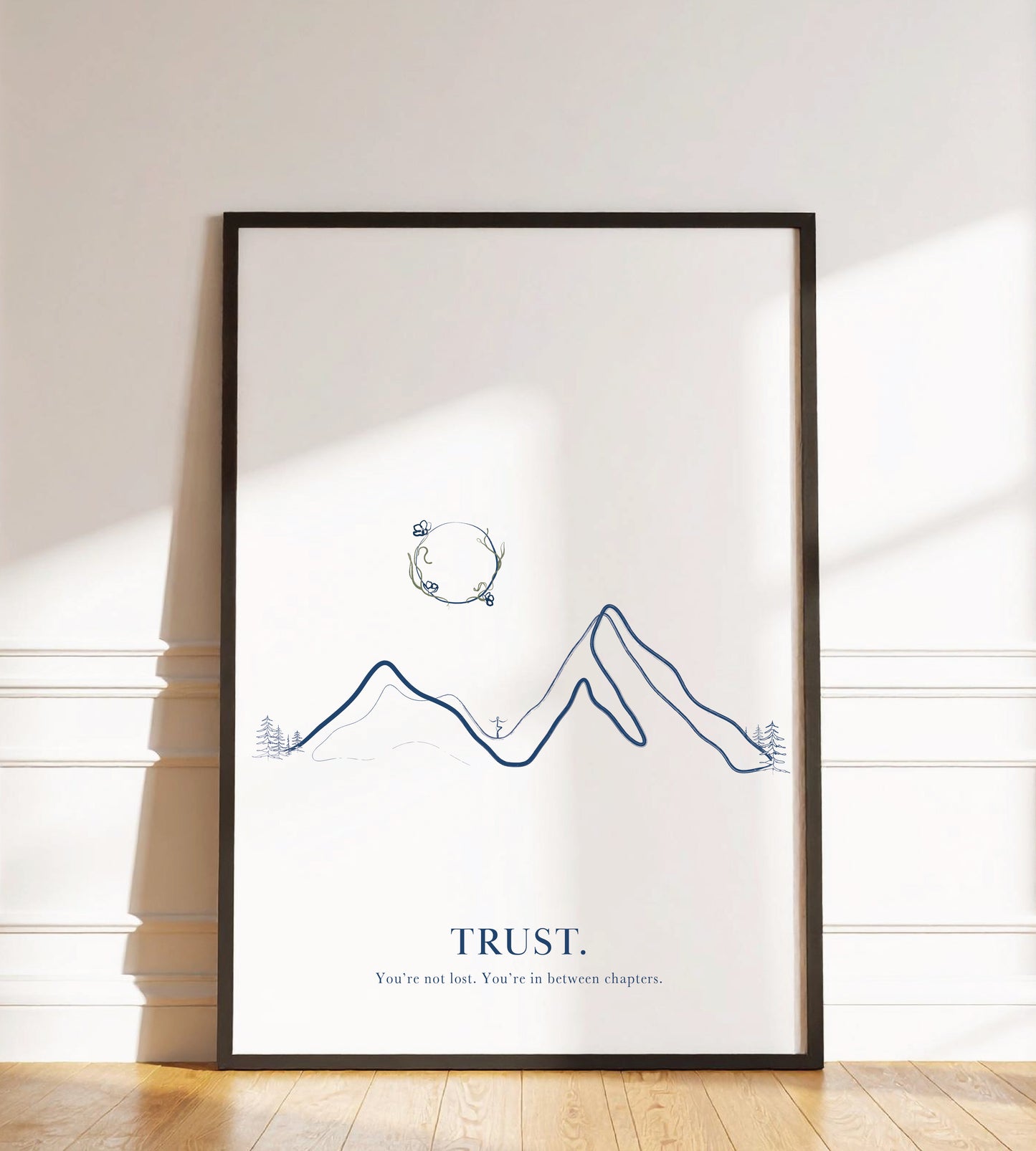 Trust - Mountain & Moon Line Art