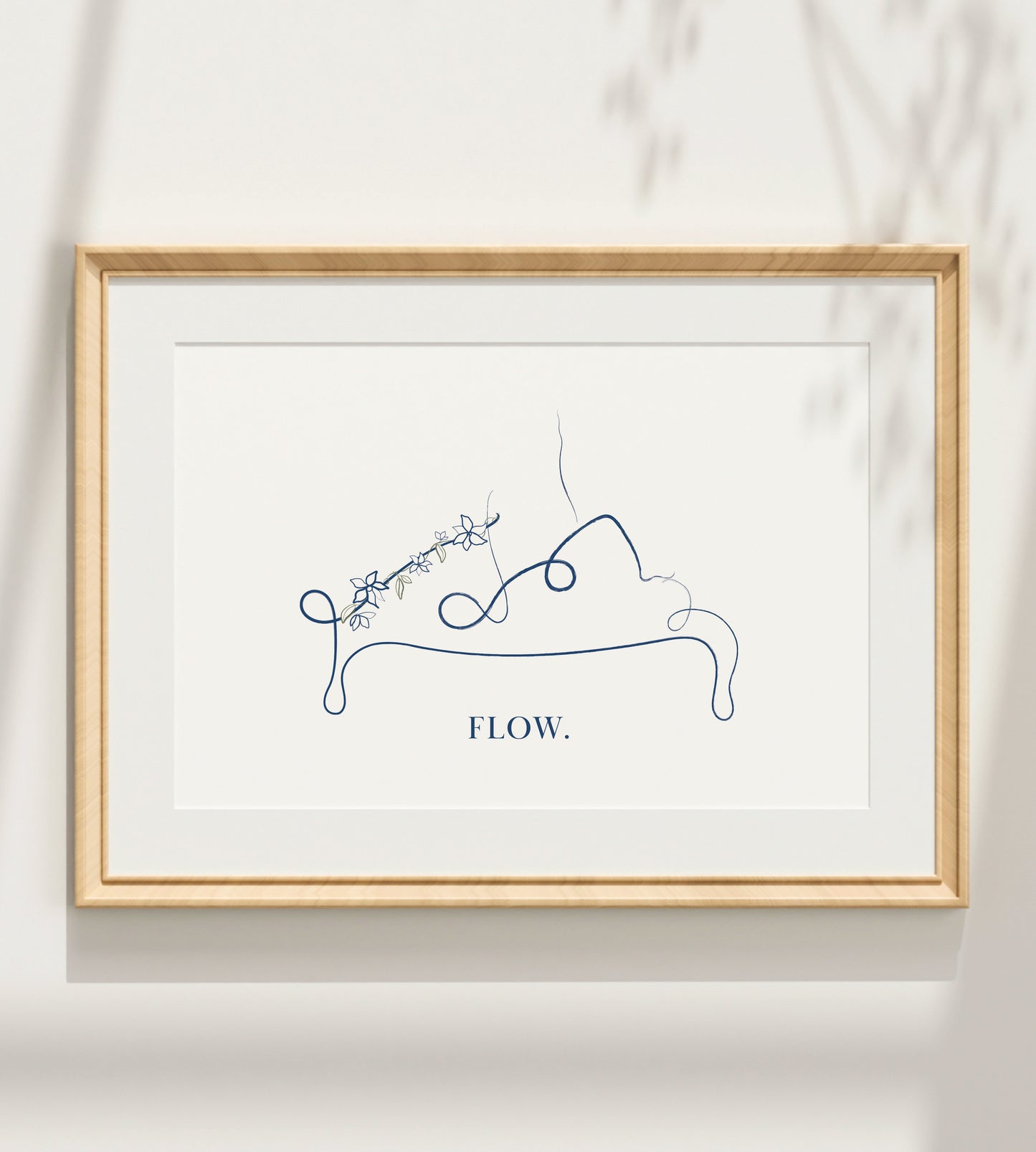 Pilates Reformer Print – Minimalist Line Art with Floral Wall Art Decor