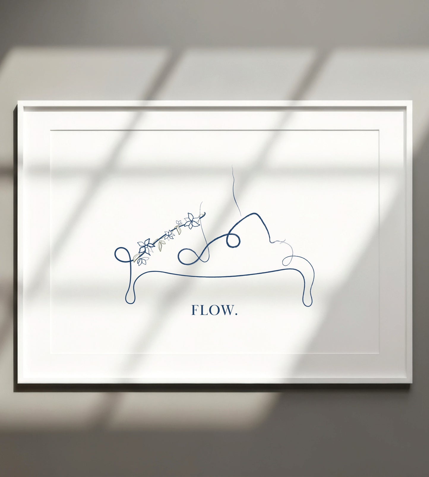 Pilates Reformer Print – Minimalist Line Art with Floral Wall Art Decor