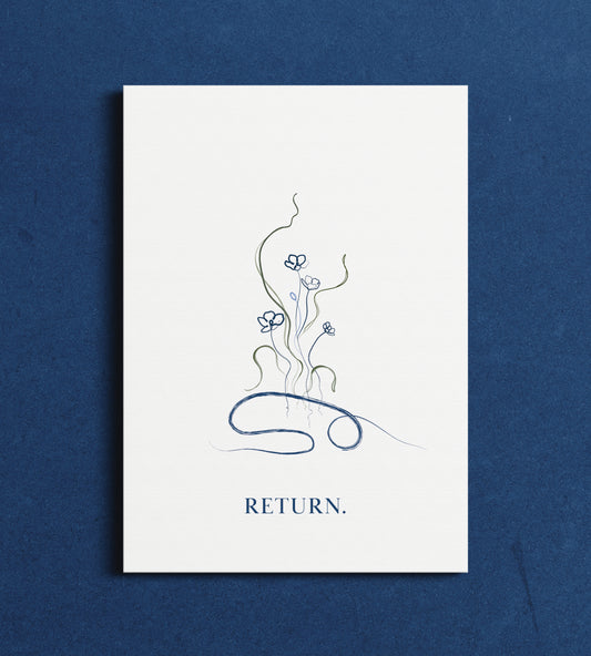 Child Pose Yoga Art Print - Botanical Line Art & Mindfulness Print