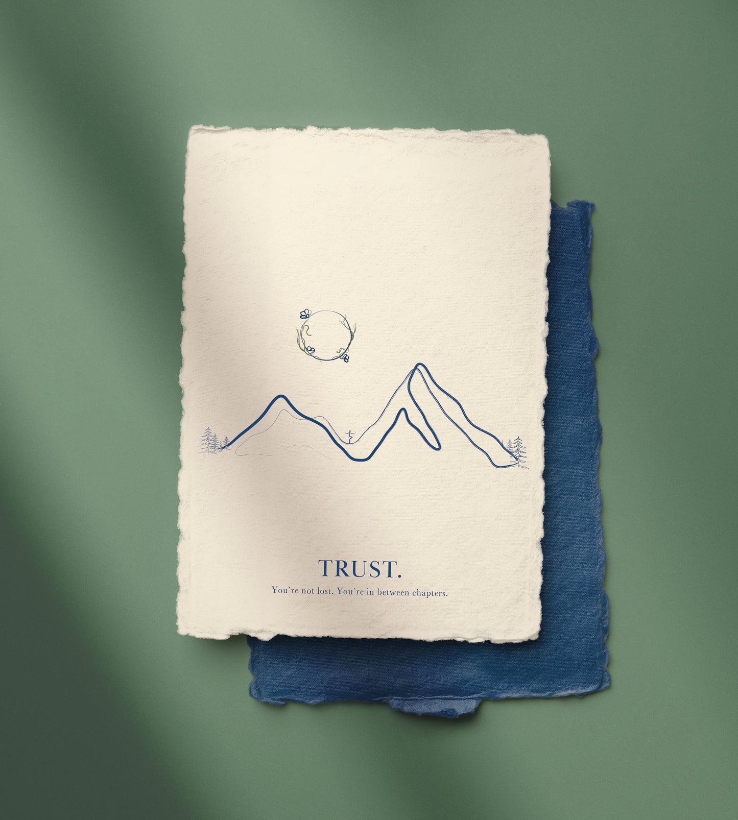 Trust - Mountain & Moon Line Art