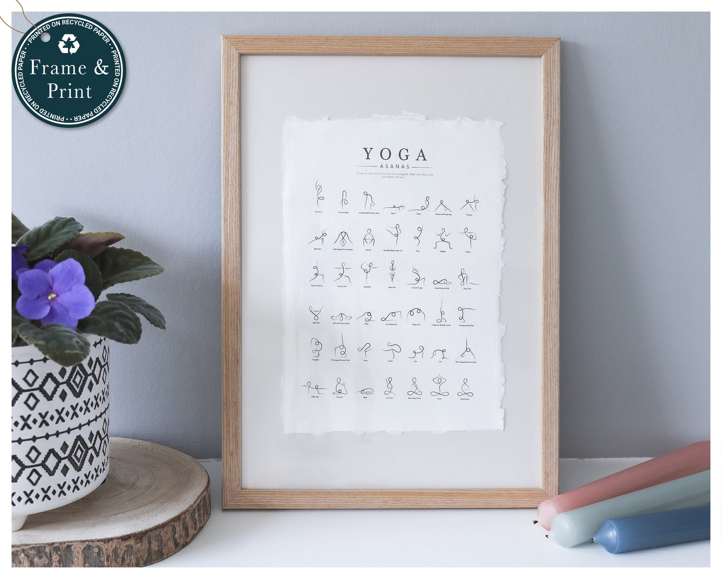 Framed Yoga Poses Poster - Cotton Rag Paper Art