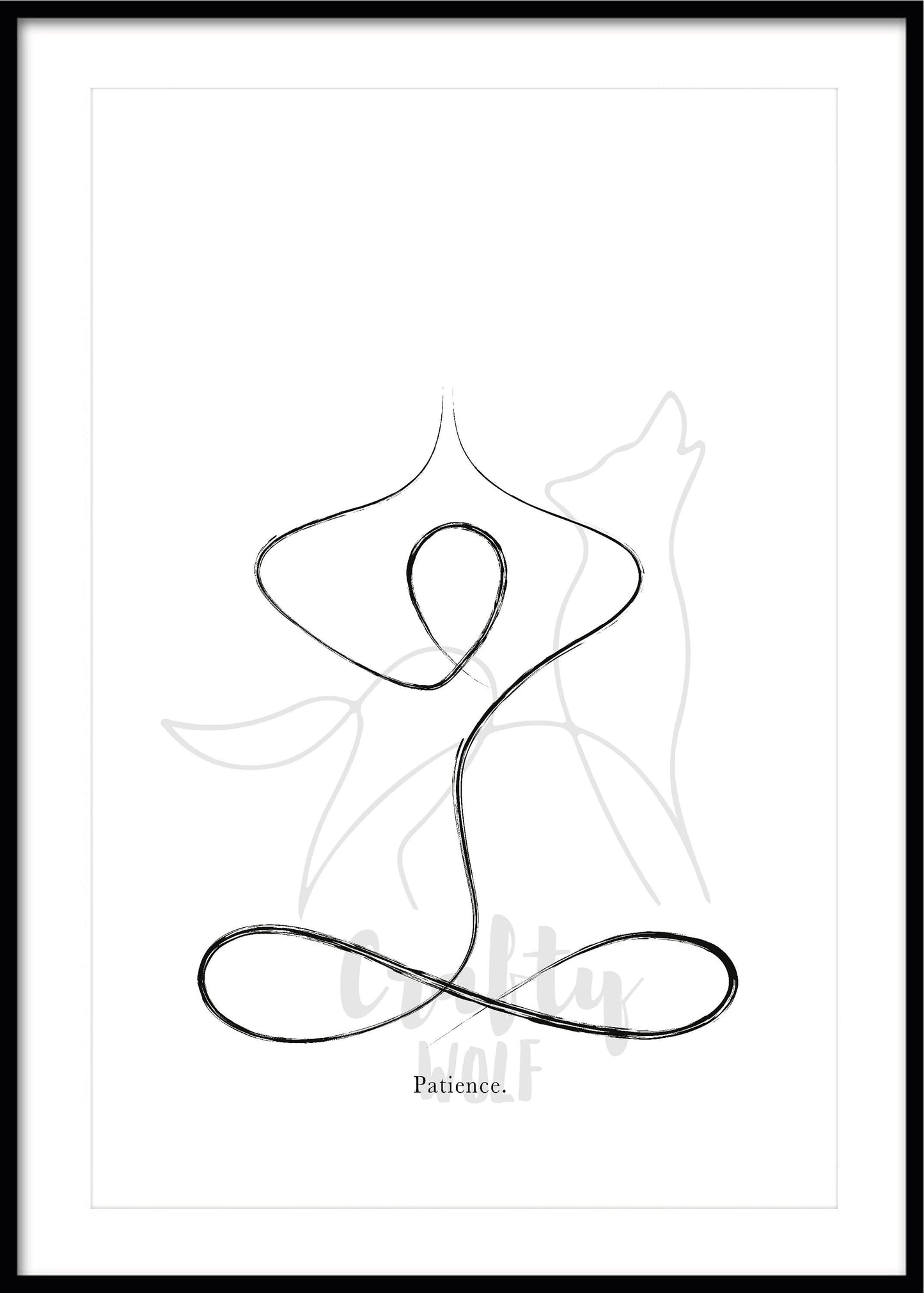 'Half Lotus Pose' - Yoga Line Art
