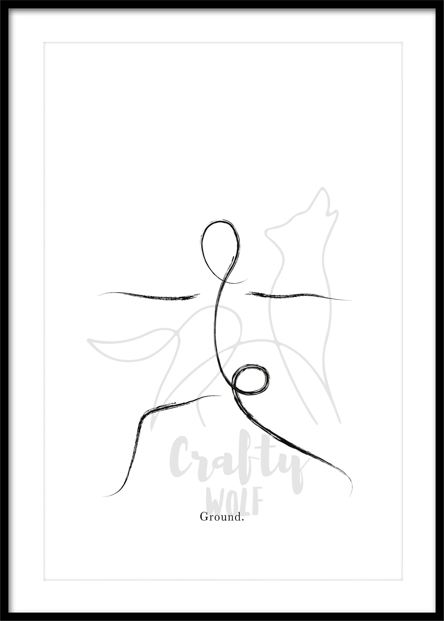 'Warrior Two' Pose - Yoga Line Art