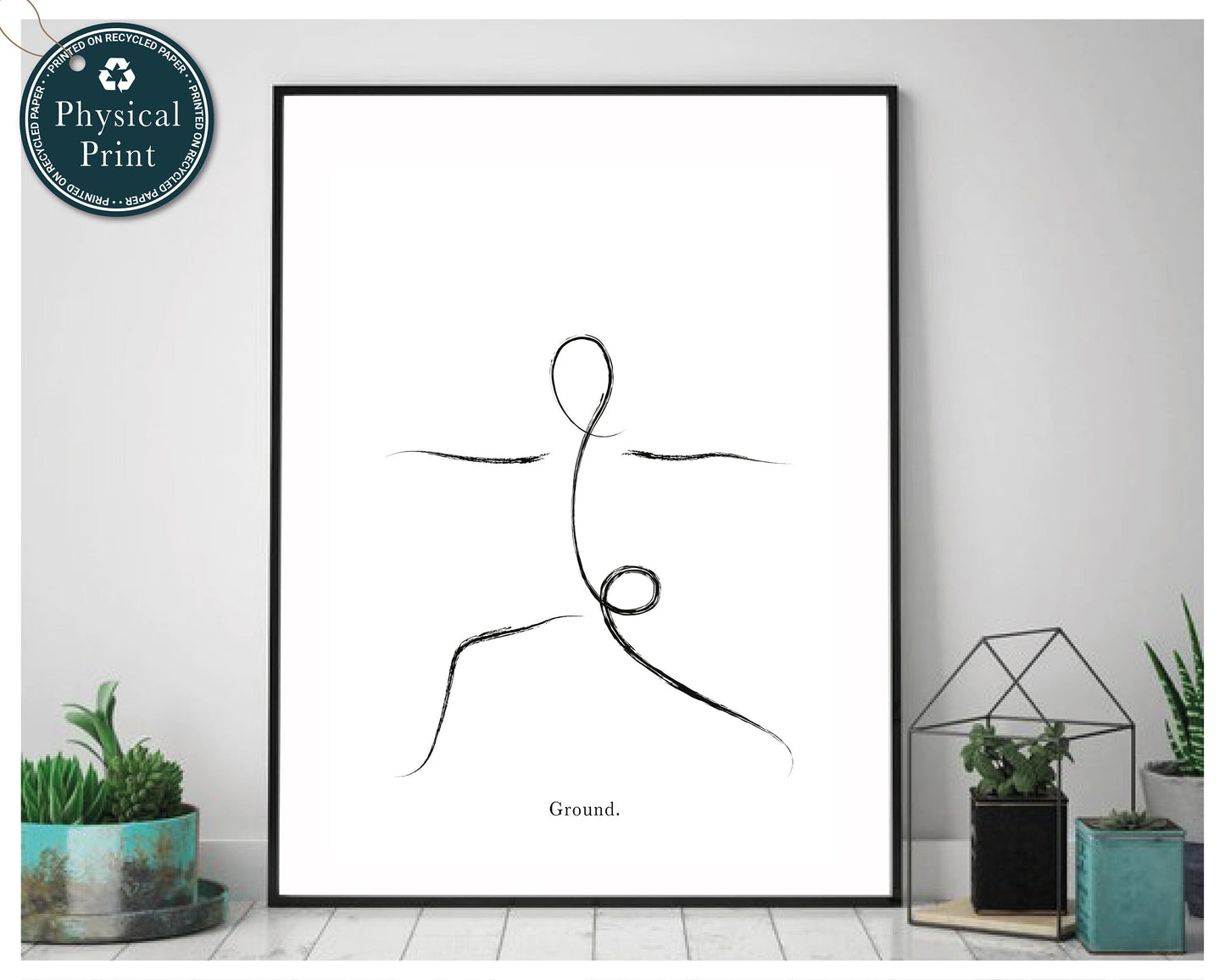 'Warrior Two' Pose - Yoga Line Art