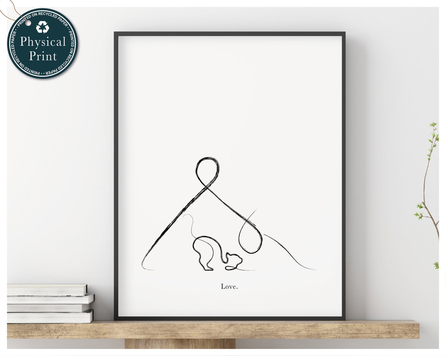 'Downward Dog Pose' - Cat Yoga Line Art