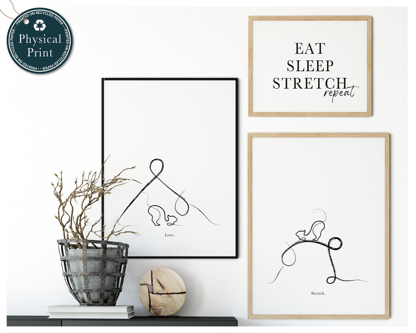 Set of 3 art prints - Yoga Cat Collection
