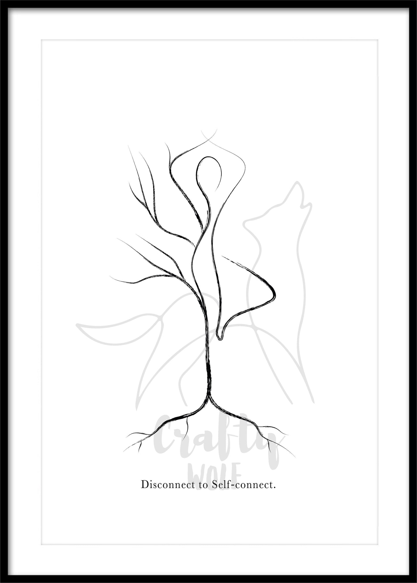 'Tree Pose' Roots - Yoga Line Art