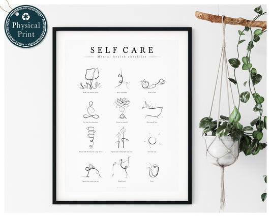 Mental Health Print, Affirmation Wall Art, Self Care Art Print, Yoga Poses Poster, Yoga Line Art,Therapist Art, Minimal, Continuous Line Art