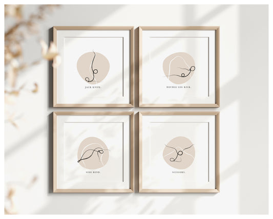 'Side Bend' Pose - Minimalist Pilates Line Art for Studio or Home Decor