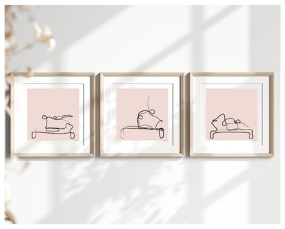 Classical Pilates Art Prints & Reformer Pilates Wall Art - Set of 3, Pilates Studio Decor