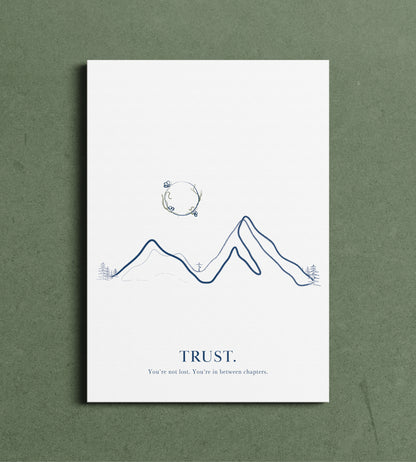 Trust - Mountain & Moon Line Art
