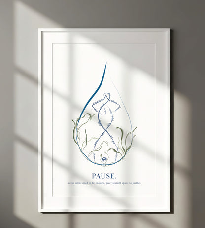 Pause - Minimalist Self Care Line Drawing