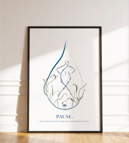 Pause - Minimalist Self Care Line Drawing