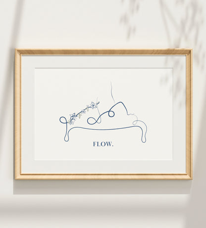 Pilates Reformer Print – Minimalist Line Art with Floral Wall Art Decor