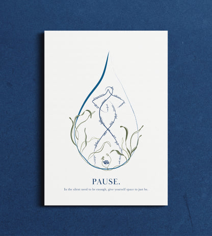Pause - Minimalist Self Care Line Drawing