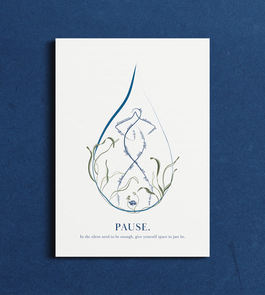 Pause - Minimalist Self Care Line Drawing