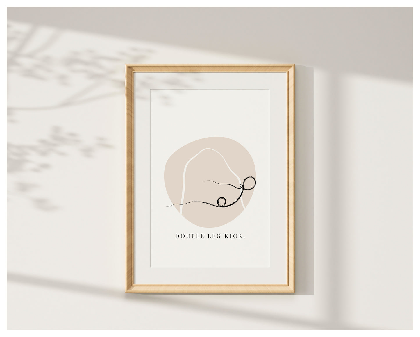 'Double Leg Kick' Pose - Minimalist Pilates Line Art