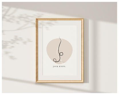 'Jack Knife' Pose - Minimalist Pilates Line Art