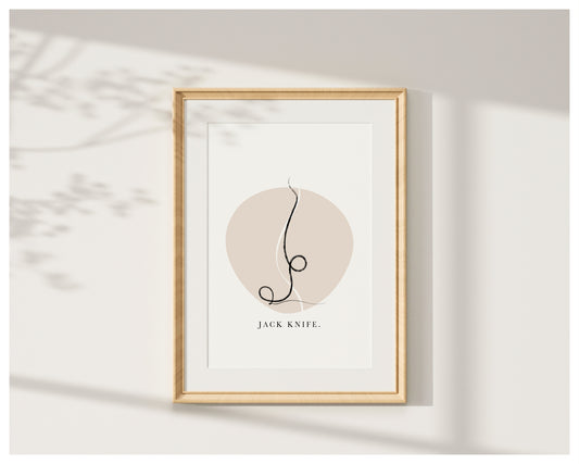 'Jack Knife' Pose - Minimalist Pilates Line Art