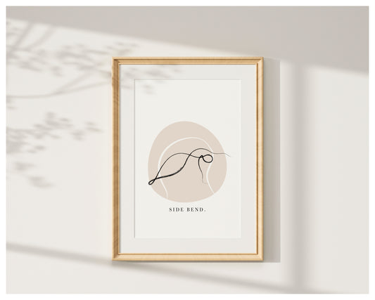 'Side Bend' Pose - Minimalist Pilates Line Art for Studio or Home Decor