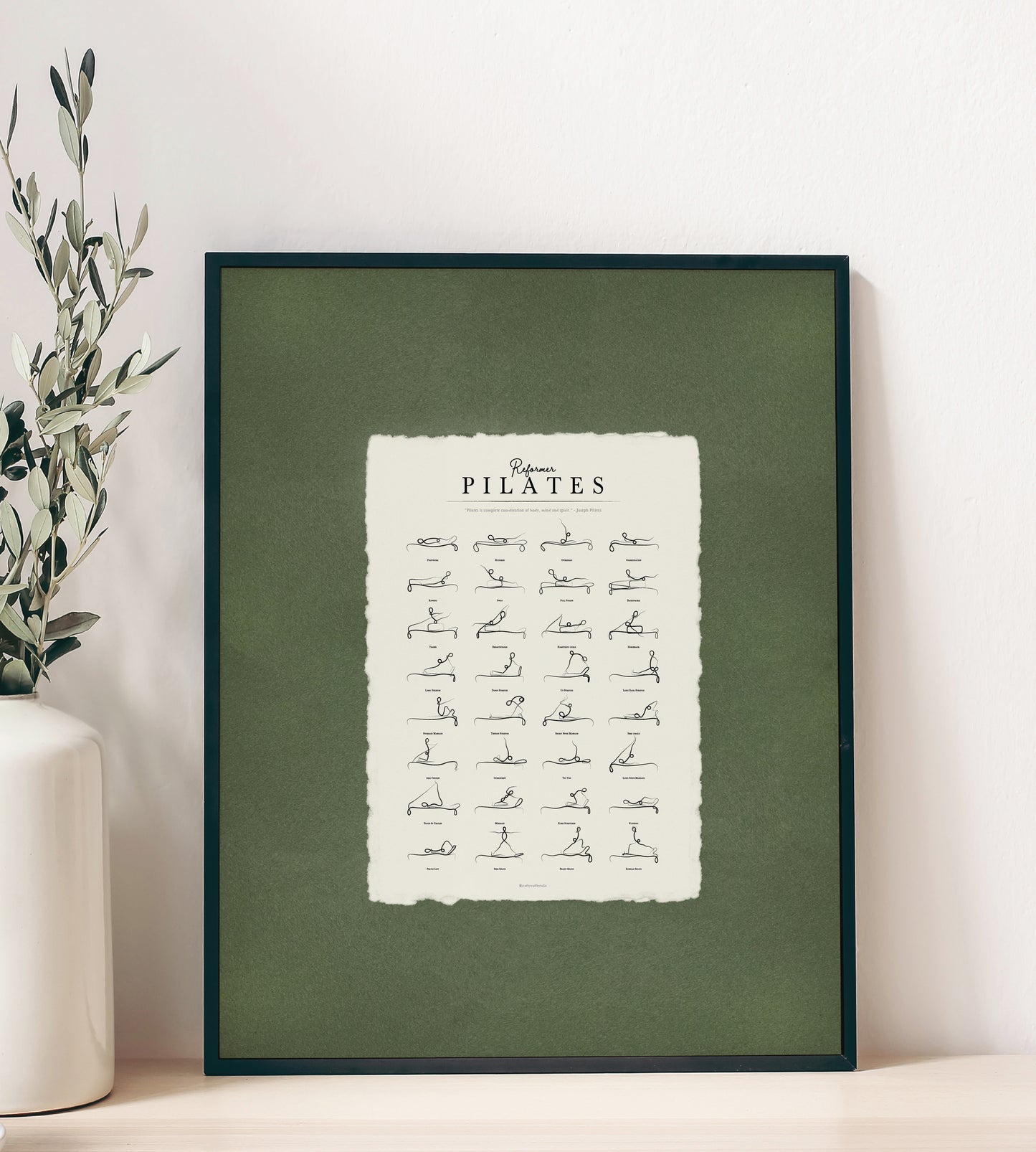 Bespoke Framed Reformer Pilates Exercises Poster