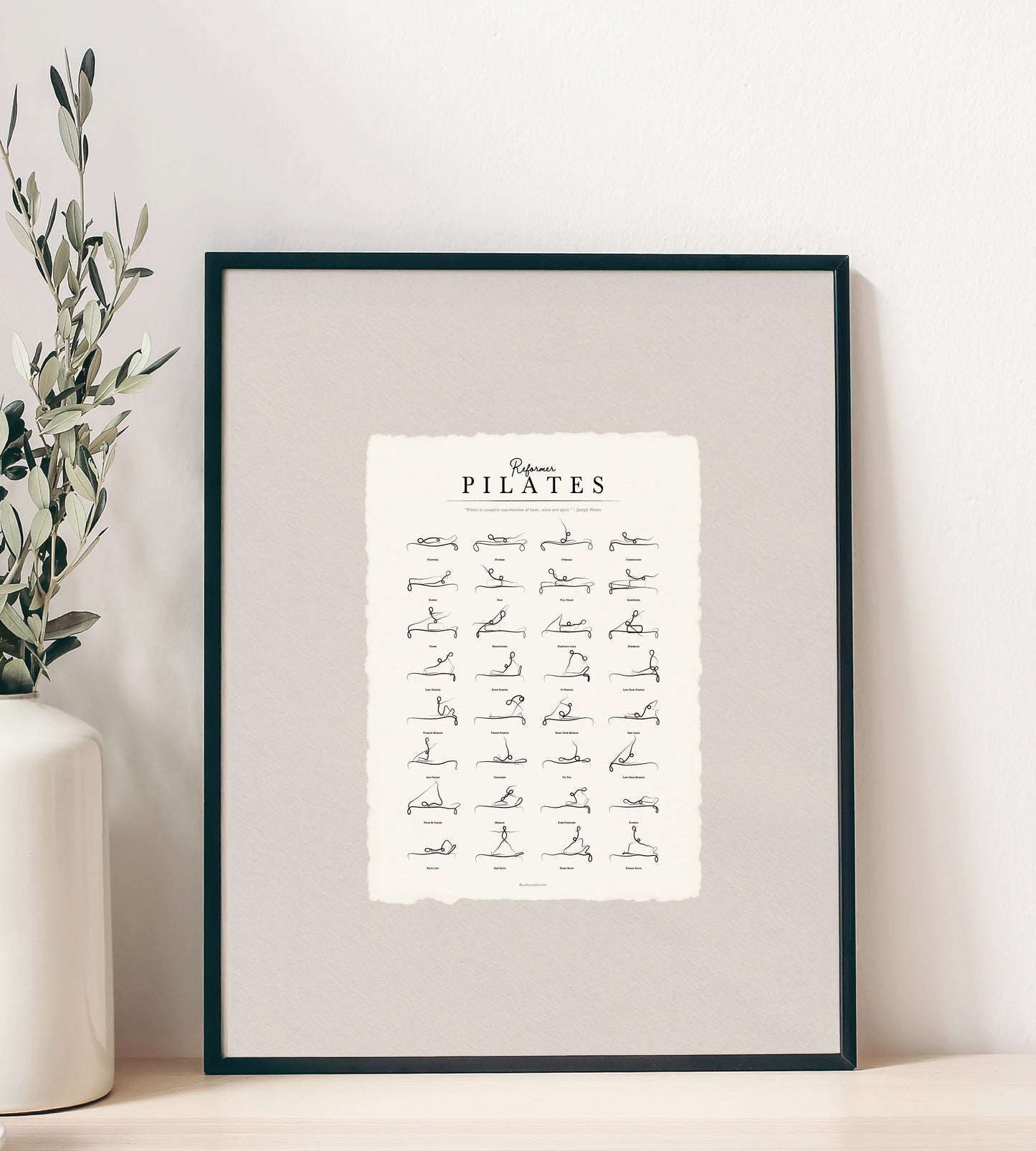 Bespoke Framed Reformer Pilates Exercises Poster