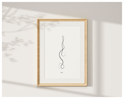 Headstand Yoga Pose Line Art Print, Modern Minimalist Female Figure