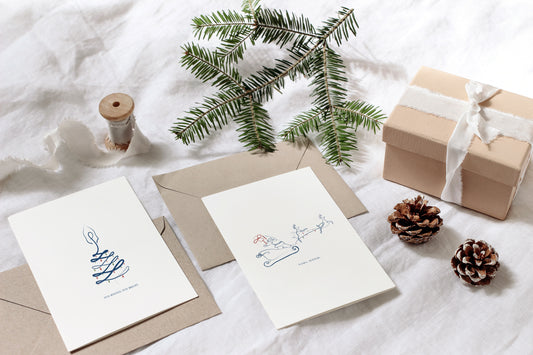 Set of 2 Yoga Christmas Greeting Cards
