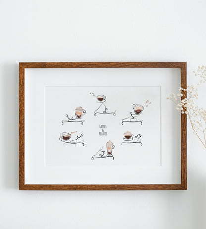 Lattes & Pilates - Reformer Pilates Line Art Print