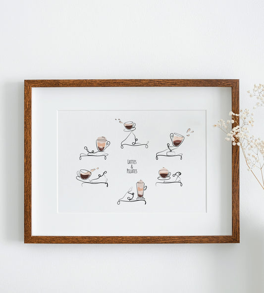 Lattes & Pilates - Reformer Pilates Line Art Print
