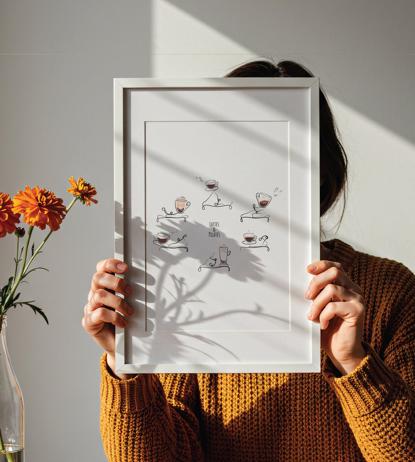 Lattes & Pilates - Reformer Pilates Line Art Print