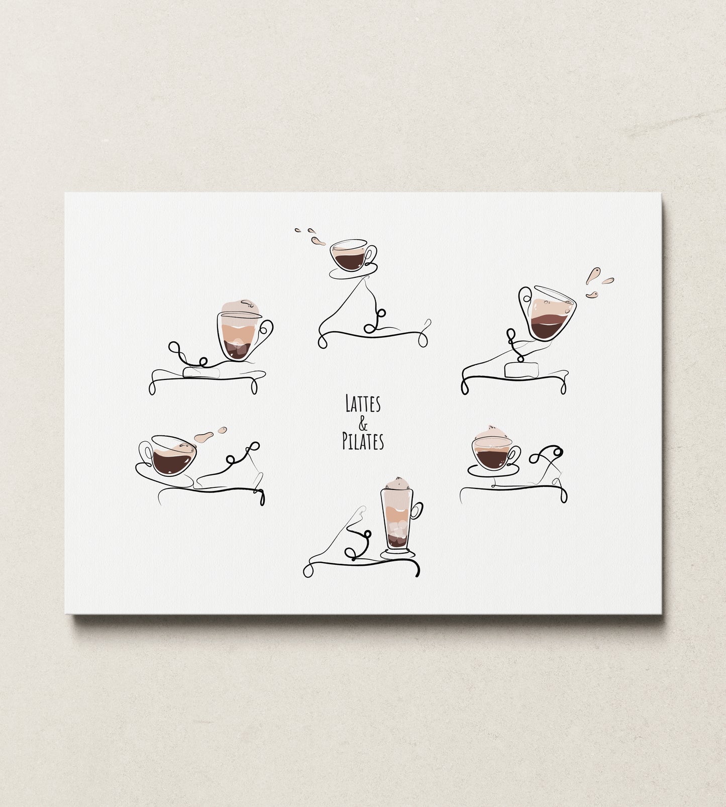 Lattes & Pilates - Reformer Pilates Line Art Print