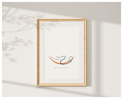 'One Leg Stretch' Pose - Minimalist Pilates Wall Art