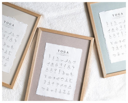 Framed Yoga Poses Poster - Cotton Rag Paper Art