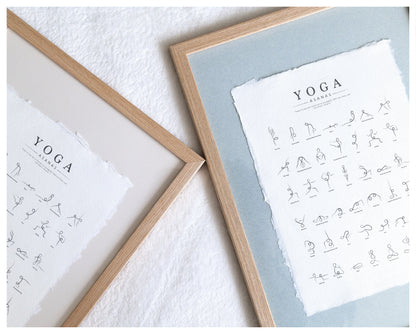Framed Yoga Poses Poster - Cotton Rag Paper Art