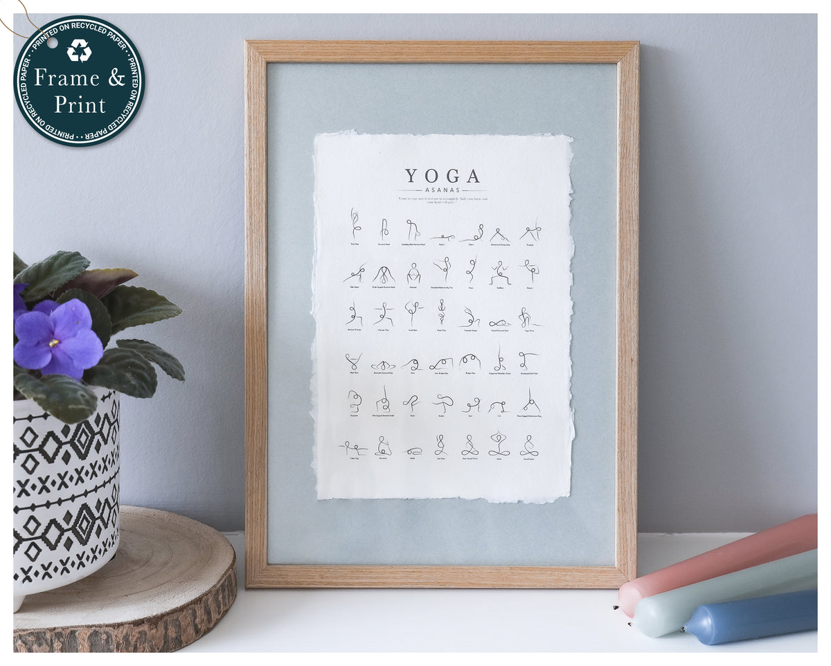 Framed Yoga Poses Poster - Cotton Rag Paper Art – CraftyWolfByIulia