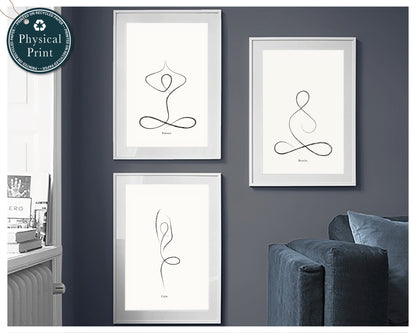 yoga poses line art set of 3
