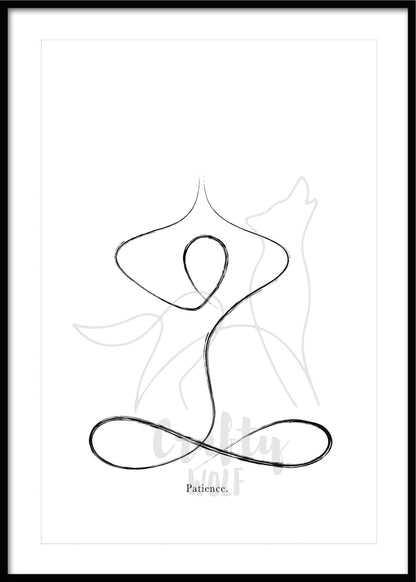 'Half Lotus Pose' - Yoga Line Art