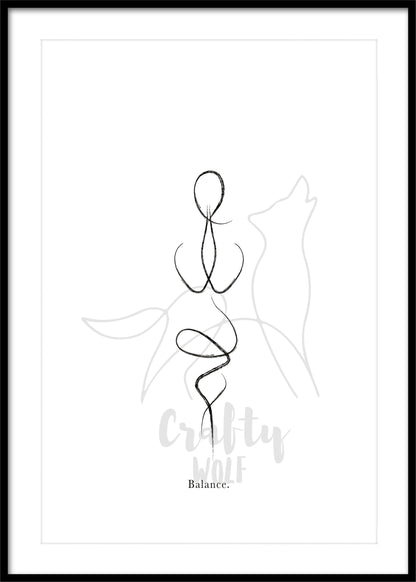 'Eagle Pose' - Yoga Line Art