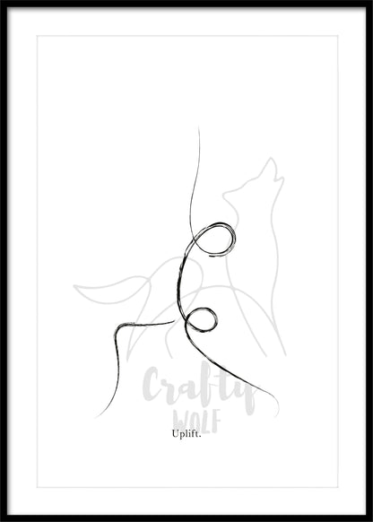 'Warrior One' Pose - Yoga Line Art