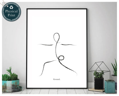 'Warrior Two' Pose - Yoga Line Art