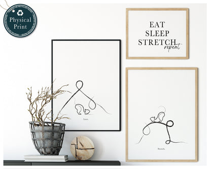 Set of 3 art prints - Yoga Cat Collection